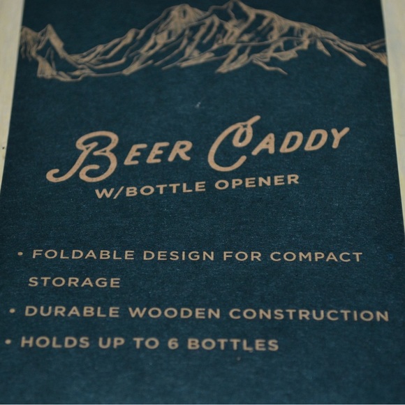 Foldable wooden beer caddy with bottle opener - NEW - Picture 9 of 11